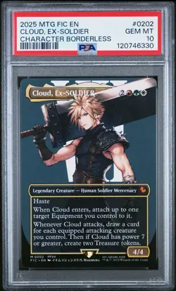 2025 MTG FINAL FANTASY COMMANDER CHARACTER BORDERLESS CLOUD, EX-SOLDIER PSA 10 - Image 1