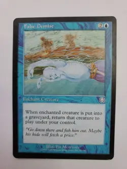 MTG Magic The Gathering Card False Demise Enchant Creature Blue Mercadian Masqu - Image 1