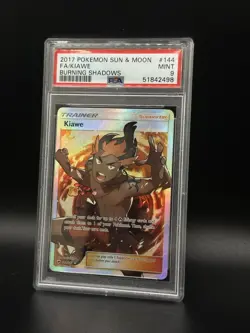 PSA 9 MINT Kiawe 144 2017 Pokemon Sun Moon Burning Shadows Full Art - Image 1