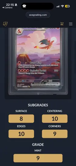 Pokemon TCG Charizard EX SIR 199/165 Scarlet and Violet 151 ACE MINT 9 SLAB - Image 5