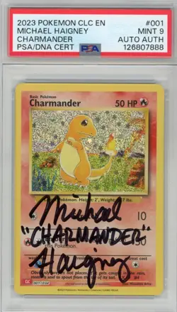 PSA MINT 9 Signed Michael Haigney Charmander 001/034 Trading Card Game Classic - Image 1