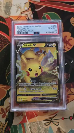 2020 Pokemon Sword & Shield Vivid Voltage - Pikachu V #043/185 - PSA 10 GEM MINT - Image 1