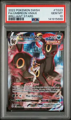 2022 POKEMON SWORD & SHIELD BRILLIANT STARS #TG23 FULL ART/UMBREON VMAX PSA 10 - Image 1