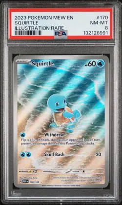2023 POKEMON MEW EN-151 ILLUSTRATION RARE #170 SQUIRTLE PSA 8 - Image 1