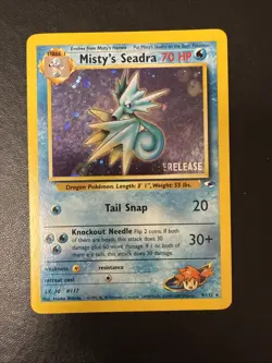 Misty's Seadra 9/132 Prerelease Holo Pokemon Card NM - Image 2