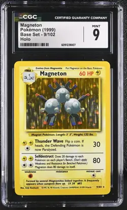 CGC 9 MINT Magneton 2000 Base Set 9/130 Holo Pokemon Card - Image 1