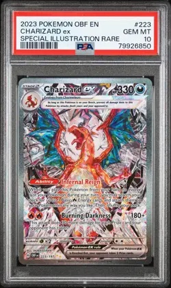 Charizard ex PSA 10 GEM MINT 223/197 SIR Obsidian Flames Tera Crystal Card - Image 1