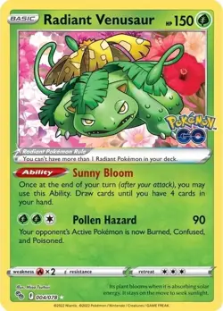 Pokemon Card - Radiant Venusaur Pokemon GO 004/078 Radiant Holo Rare - Image 1