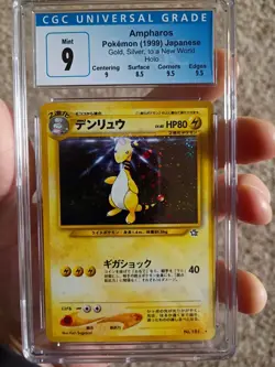 CGC 9 Ampharos Pokemon Japanese Gold,Silver New World Holo - Image 1
