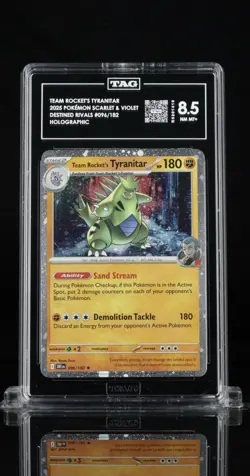 ‼POKEMON Team Rocket's Tyranitar 096/182 COSMOS HOLO PROMO TAG 8.5 PSA - Image 1