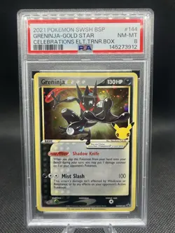 Pokemon TCG Greninja Gold Star SWSH144 Celebrations Black Star Promo PSA 8 - Image 1