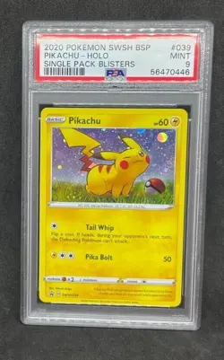 Pokemon Blister Pack Black Star Promo Pikachu SWSH039 SWSH39 Holo Foil PSA 9 - Image 1