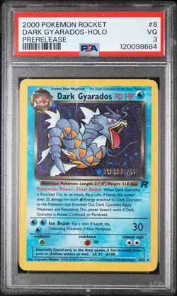 2000 POKEMON ROCKET #8 DARK GYARADOS-HOLO PRERELEASE PSA 3 - Image 1