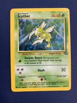 Scyther 10/64 Holo Rare Unlimited Edition WOTC Jungle (MP) Pokemon TCG ERROR OC - Image 1