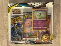 2019 POKEMON SUN & MOON COSMIC ECLIPSE 3 PACK W/ CELEBI SEALED BLISTER - Image 1