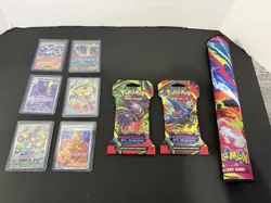 POKEMON PHANTASMAL FLAMES LOT - 2 Sleeved Packs - 1 Mat-6 Trading Cards As Shows - Image 1