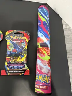 POKEMON PHANTASMAL FLAMES LOT - 2 Sleeved Packs - 1 Mat-6 Trading Cards As Shows - Image 5