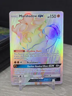 Pokemon Card TCG Marshadow GX 156/147 Rainbow Rare Holo Burning Shadows 2017 NM - Image 3