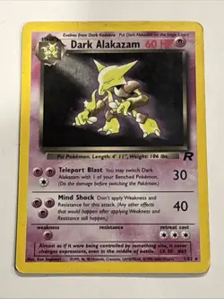 Dark Alakazam 1/82 Team Rocket Holo Pokemon TCG Vintage Awesome Card 🔥 HP - Image 1