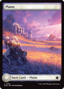 x1 Plains FDN Foundations MTG 282 FULL ART BASIC LAND M/NM 1x - Image 1
