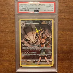 2019 POKEMON SUN & MOON COSMIC ECLIPSE SECRET #247 FULL ART/STEELIX PSA 10 - Image 1