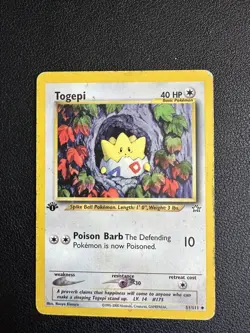Togepi 51/111 Neo Genesis 1st Edition 2000 Pokemon Card Uncommon DAMAGED - Image 1