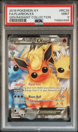 2016 Pokemon Xy Generations Radiant Collection #RC28 Full Art Flareon Ex PSA 9 - Image 1