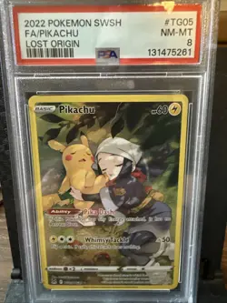 Full Art - Pikachu Pokemon Sword & Shield Lost Origin Trainer Gallery PSA 8 - Image 1