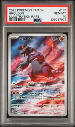2023 POKEMON PAR EN-PARADOX RIFT ILLUSTRATION RARE #199 GROUDON PSA 10 - Image 1
