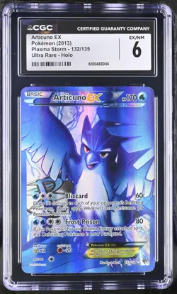 Pokemon CGC 6 Articuno EX 132/135 Black & White Plasma Storm Full Art EX/NM - Image 1