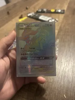 Pokemon Reshiram & Charizard GX TAG TEAM Secret Rare Holo 217/214 Sm-Unbroken B… - Image 1