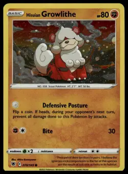 Pokemon - Astral Radiance - 070/189 - Hisuian Growlithe - Cosmo Holo Rare - NM/M - Image 1