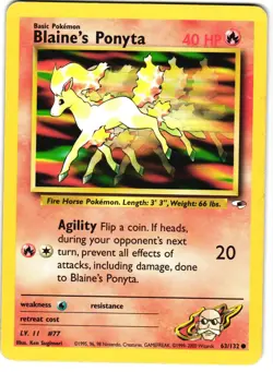 Blaine's Ponyta 63/132 Pokemon Gen 1: Gym Heroes - Image 3