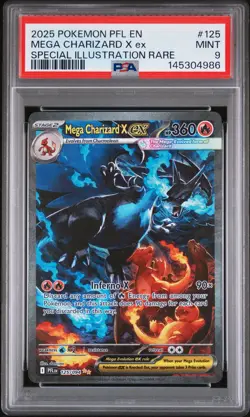 2025 POKEMON PFL EN-PHANTASMAL FLAMES #125 MEGA CHARIZARD X EX PSA 9 - Image 1