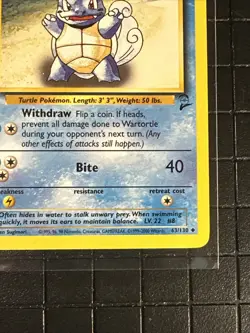 Wartortle 63/130 Base Set 2 Vintage RARE Pokemon TCG - Image 3
