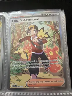 Pokemon TCG Destined Rivals Ethan's Adventure Full Art Trainer Card 236/182 - Image 1