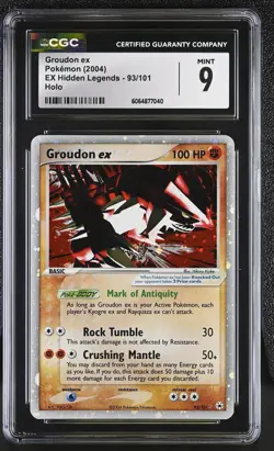 CGC 9 MINT Groudon ex 2004 EX Hidden Legends 93/101 Holo Pokemon Card - Image 1