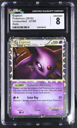 CGC 8 Espeon 2010 Undaunted 81/90 Holo Pokemon Card - Image 1