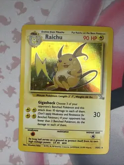 Raichu 14/62 Fossil Holo Rare Pokemon Card TCG - Image 1