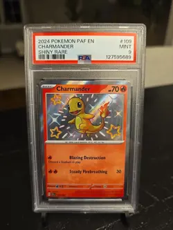 2024 POKEMON PAF EN-PALDEAN FATES SHINY RARE #109 CHARMANDER PSA 9 - Image 1