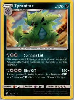 Pokemon TCG SM Team Up 85/181 Tyranitar Holographic Rare Card LP - Image 1