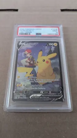 2022 POKEMON SWORD & SHIELD LOST ORIGIN #TG16 FULL ART/PIKACHU V PSA 9 - Image 1