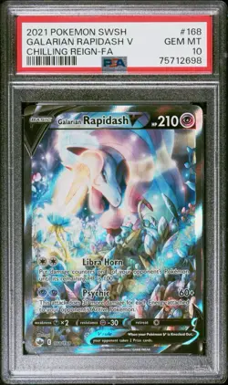 2021 Pokemon Galarian Rapidash #168 Full Alt Art Chilling Reign PSA 10 Gem Mint - Image 1