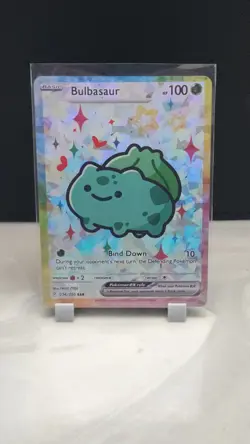 Pokemon Cracked Ice Holo Rainbow Boarder Cute Anime Bulbasaur Card - Image 1