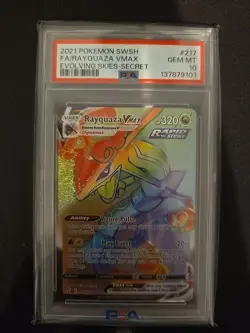 Pokemon TCG Rayquaza VMAX 217/ SWSH Holo Secret Rare Gem Mint PSA 10 - Image 1