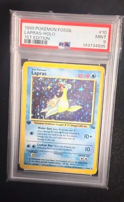 Lapras 1st Edition 10/62 from Pokemon Fossil HOLO in a PSA 9 - Image 1