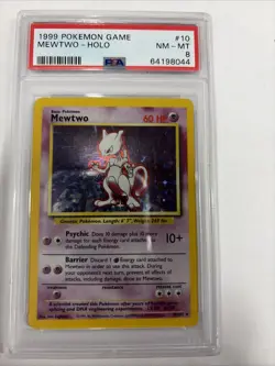 Pokemon TCG Mewtwo Base Set 10/102 Holo Unlimited Holo Rare Graded PSA 8 - Image 1