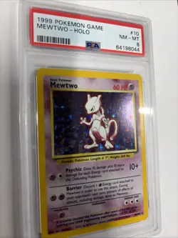 Pokemon TCG Mewtwo Base Set 10/102 Holo Unlimited Holo Rare Graded PSA 8 - Image 2