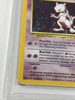 Pokemon TCG Mewtwo Base Set 10/102 Holo Unlimited Holo Rare Graded PSA 8 - Image 3