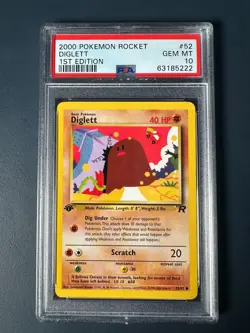 2000 Pokemon 1st Edition Team Rocket Diglett PSA 10 52/82 - Image 1